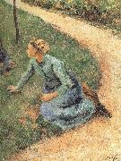 Camille Pissarro, Peasant woman sitting on the side of the road